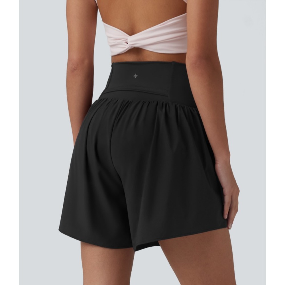 Halara Shorts Womens XL Black High Waisted 5" Back Pocket Running 2 in 1